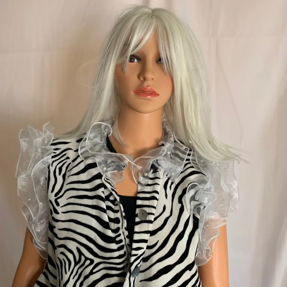 Zebra Print Ruffle Sleeve Blouse - Picture 14 of 16